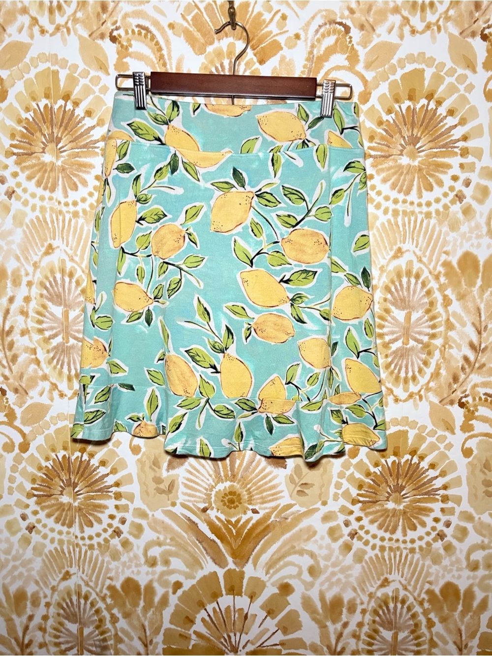 Lemon Print Ruffle Hem Skirt | Coastal Italian Summer Mini Skirt | Citrus - Picture 3 of 6